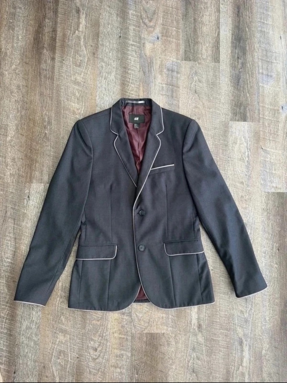 H&M Black Blazer with White Piping